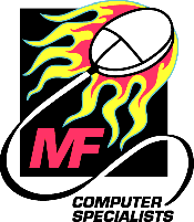 MF Computer Specialists famous flaming mouse logo
